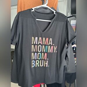 Mama, mommy, mom, bruh graphic v neck top